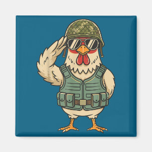 Grüßendes Soldat Huhn Militär Hahn Armee Für Magnet