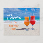 Grußgetränke am Strand zum neuen Jahr Postkarte (Vorderseite)