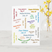 Grußkarte 27. Juli, Geburtstag Karte (Gelbe Blume)