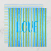 Grußkarte aquamarin, blau, grün und weiß Streifen (Vorne/Hinten)