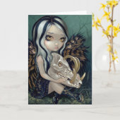 Grußkarte "Babirusa Skull" Karte (Gelbe Blume)