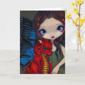 Grußkarte "Baby Red Dragon" Karte (Gelbe Blume)