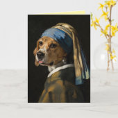 Grußkarte Beagle mit Perlenohrring Karte (Gelbe Blume)