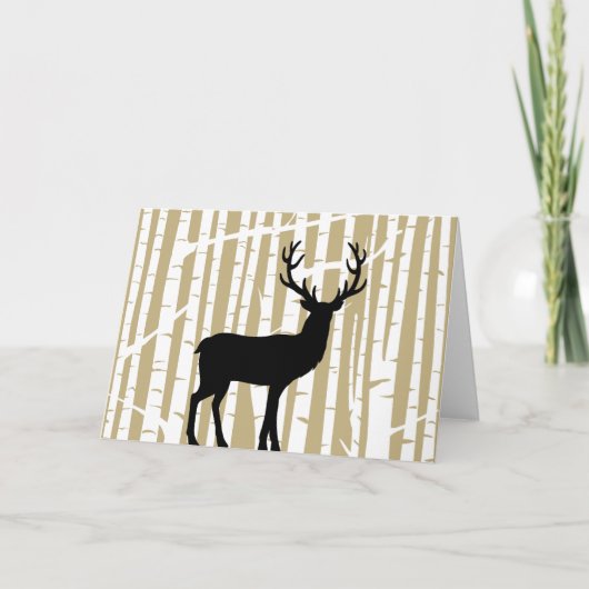 Grußkarte Beige und Schwarzer Birkenbaum Karte (Vorderseite)