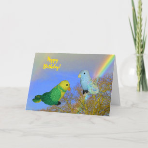 Grußkarte - Blaue und grüne Vögel Dankeskarte