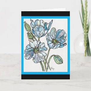 Grußkarte - Blue Himalayan Poppy Wassercolor Karte