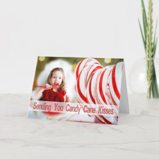 Grußkarte - Candy Cane Kisses Foto Frame Feiertagskarte