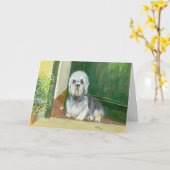 Grußkarte: Dandie Dinmont Terrier Karte (Gelbe Blume)