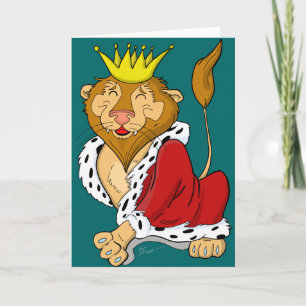 Grußkarte des Happy King Lion Cartoon Karte