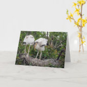 Grußkarte des Holzstorches Karte (Gelbe Blume)