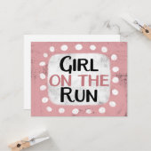 Grußkarte des Mädchens auf dem Laufenden Karte (Vorderseite/Rückseite Beispiel)