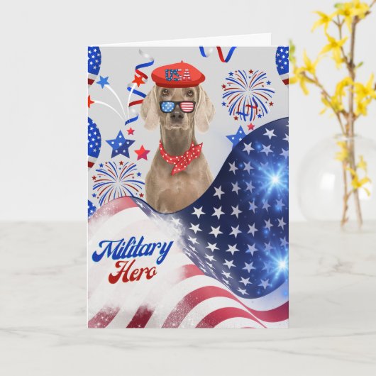 Grußkarte des Militärhelden Weimaraner Karte (Gelbe Blume)