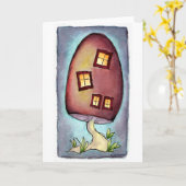 Grußkarte des Mushroom House Karte (Gelbe Blume)