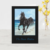 Grußkarte des schwarzen Stallion arabische Pferde Karte (Gelbe Blume)