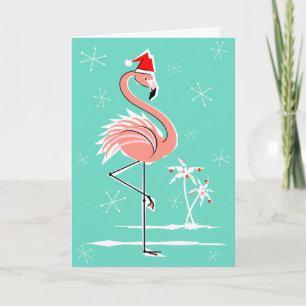 Grußkarte des Weihnachtsflamingos frohe Feiertage Feiertagskarte