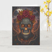 Grußkarte Día de los Muertos - Halloween Card Karte (Gelbe Blume)