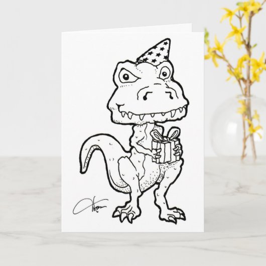 Grußkarte Dinosaur Karte (Gelbe Blume)