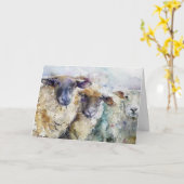 Grußkarte - Drei Schafe in einer Reihe Karte (Gelbe Blume)