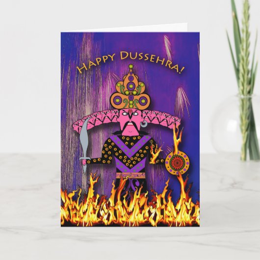 Grußkarte Dussehra, Dämonenkönig Ravana Karte (Vorderseite)