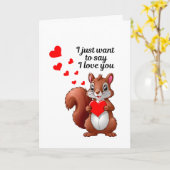 Grußkarte - Eichhörnchen mit Herz - Ich liebe dich Karte (Gelbe Blume)