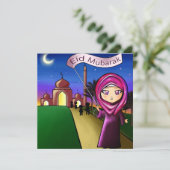 Grußkarte "Eid Mubarak" mit zeichn Karte (Stehend Vorderseite)