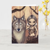 Grußkarte "Ein Wolfsmann" Karte (Gelbe Blume)