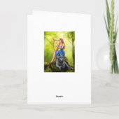 Grußkarte, Fantasy Girl Fee und Freund Wolf Karte (Rückseite)