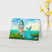 Grußkarte Fantasy schöne Meerjungfrau Karte (Gelbe Blume)