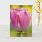 Grußkarte Federpink Tulip Karte (Gelbe Blume)