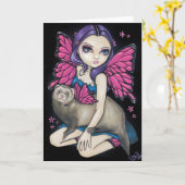 Grußkarte "Ferret mit Schmetterlingsflügel" Karte (Gelbe Blume)