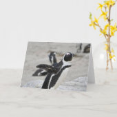 Grußkarte - Flapping Pinguin Karte (Gelbe Blume)