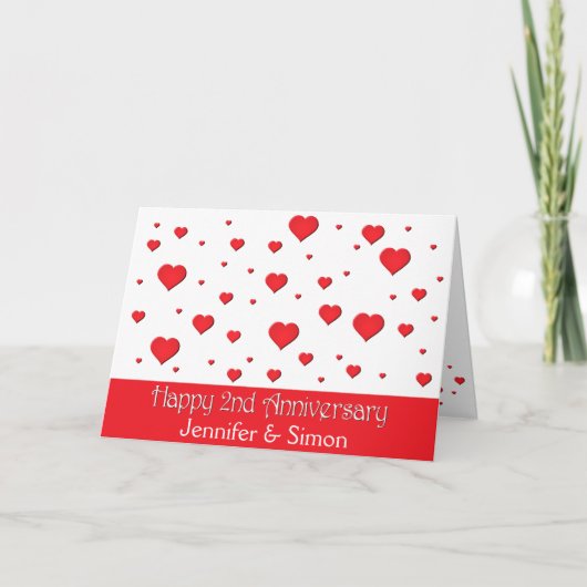 Grußkarte - Floating Hearts - 2. Jahrestag Karte (Vorderseite)