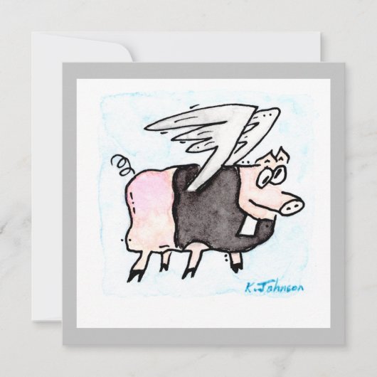 Grußkarte "Flying Pastor Pig" Karte (Vorderseite)
