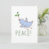 Grußkarte, Frieden wünschen. Taube Frieden Einladung (Stehend Vorderseite)