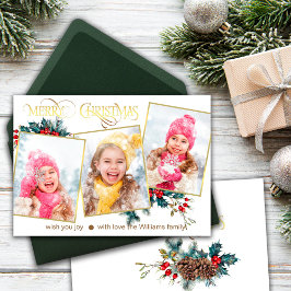 Grußkarte Frohe Weihnachten mit 3 Fotos Ankündigung