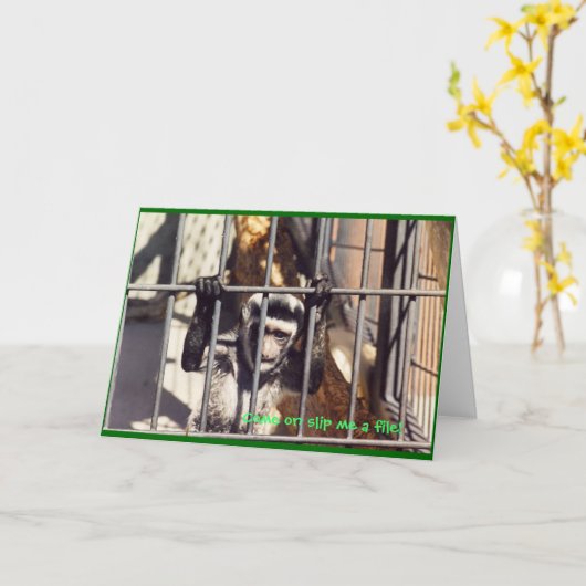 Grußkarte für Affen Karte (Gelbe Blume)