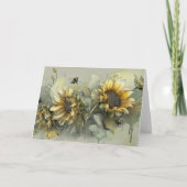 Grußkarte für Bienen und Sonnenblumen Karte (Vorderseite)