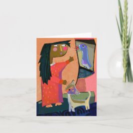 Grußkarte für Botello, Katze und Bird BLANK Dankeskarte