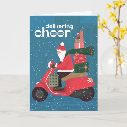 Grußkarte für Cheer Santa Scooter Karte (Gelbe Blume)