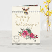 Grußkarte für das Happy Holidays Boho Business-Log Karte (Gelbe Blume)