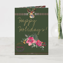 Grußkarte für das Happy Holidays Boho Business-Log Karte