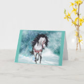 Grußkarte für das Schneepferd Karte (Gelbe Blume)