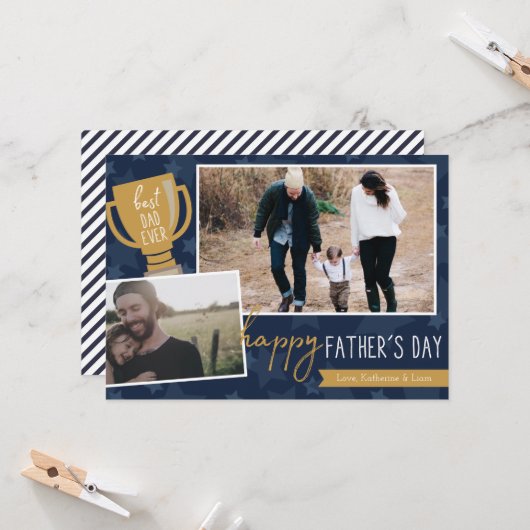 Grußkarte für den besten Vater Award Foto Karte (Vorderseite/Rückseite Beispiel)