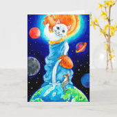 Grußkarte für den niedlichen Cat Earth Day Karte (Gelbe Blume)