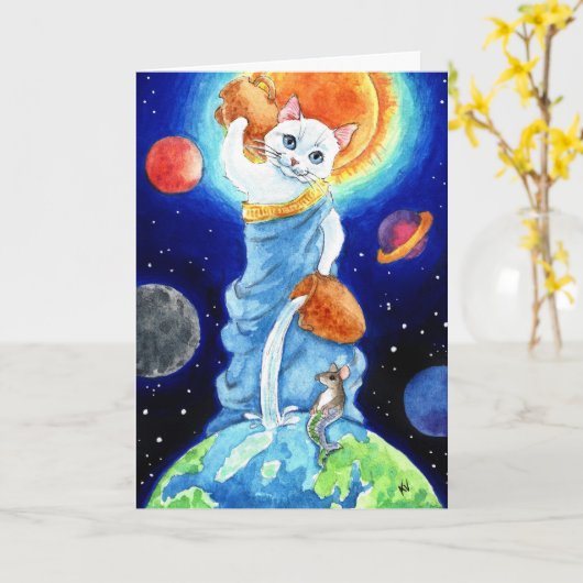 Grußkarte für den niedlichen Cat Earth Day Karte (Gelbe Blume)