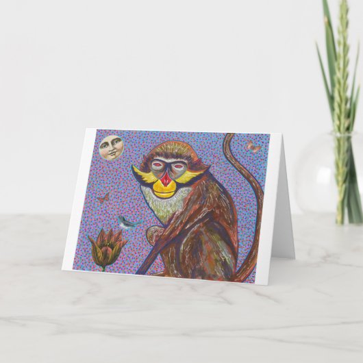 Grußkarte für den roten Affen Feiertagskarte (Vorderseite)