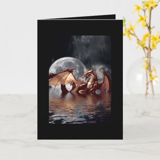 Grußkarte für Drachen und Mond Karte (Gelbe Blume)