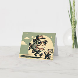 Grußkarte für Fische und Katzen Karte