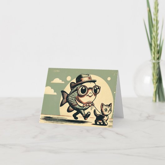 Grußkarte für Fische und Katzen Karte (Vorderseite)