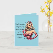 Grußkarte für Frauen, Champagner, Pinup; Karte (Gelbe Blume)